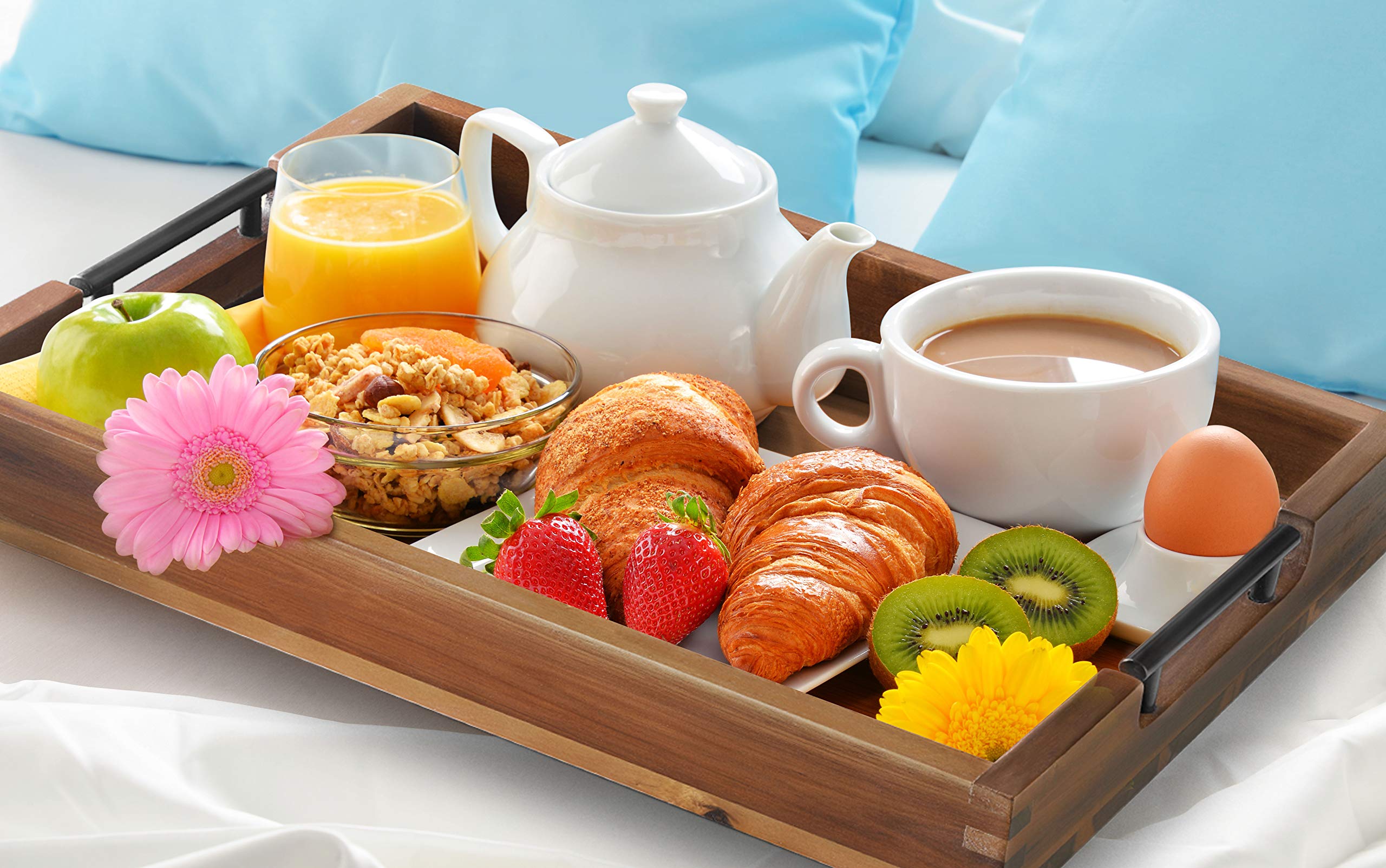 Ottoman Tray, 16.5''X12.5'' Acacia Wood Serving Tray With Black Metal Handles, Great For Ottoman Tray, Food Tray, Breakfast Tray